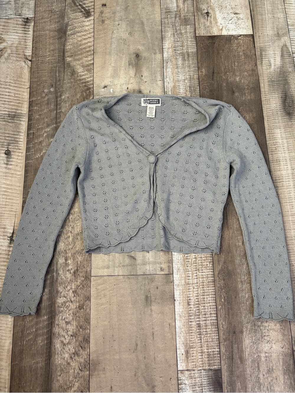 Route 66 Light Gray Knit Cropped Cardigan